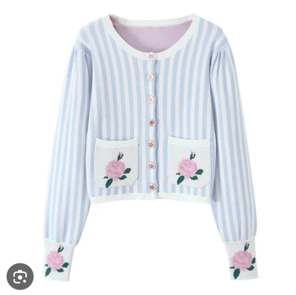 For Love And Lemons Sweaters - NWT For Love And Lemons Sample Rose Striped Cardigan Size Small!